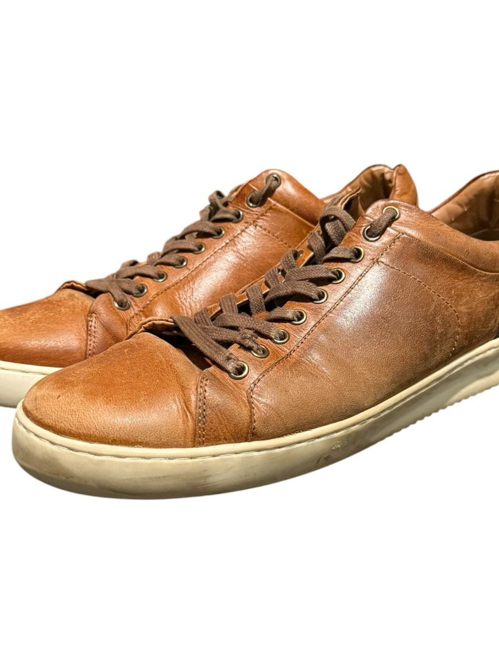 Franco Fortini Men's Devon Cognac Leather Oxford Lace Dress Shoes Size 10.5